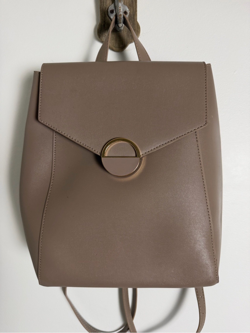 Madison West Taupe Minimalist Backpack - Picture 2 of 11